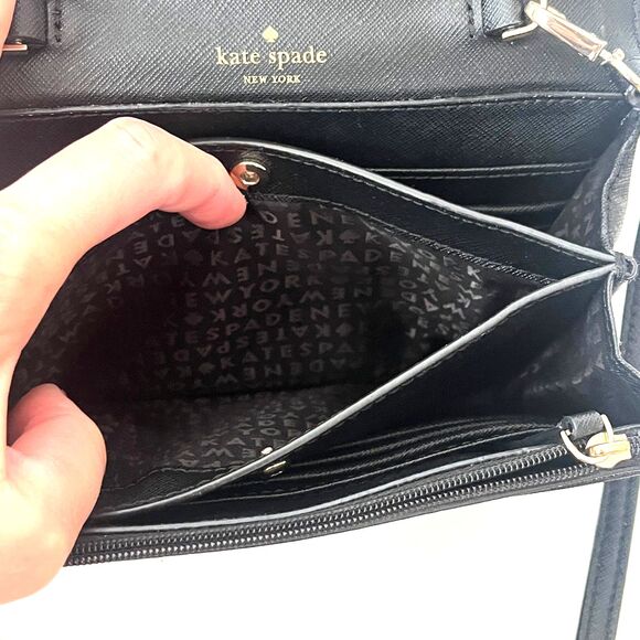 Kate Spade Laurel Way Jeweled Crossbody Bag Black Bow and Crystals Card Slots - Picture 6 of 10